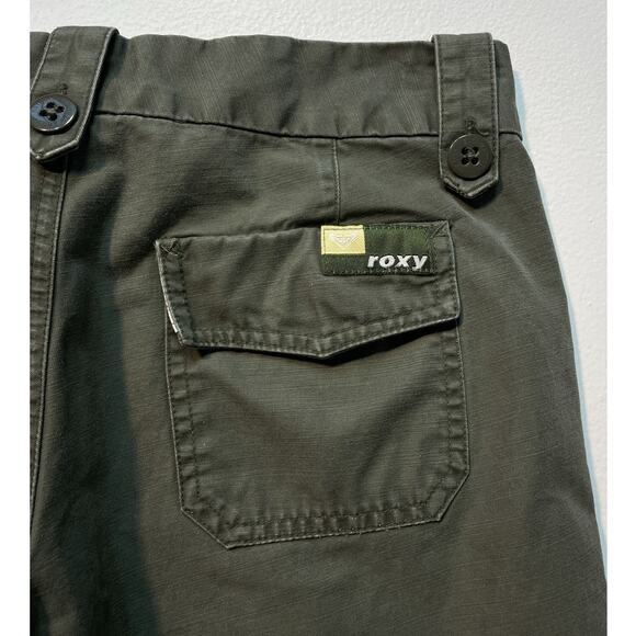 Vintage Y2K ROXY Army Green Low Rise Capri Pants / Sz 5 / Surf Military Retro - Picture 9 of 10
